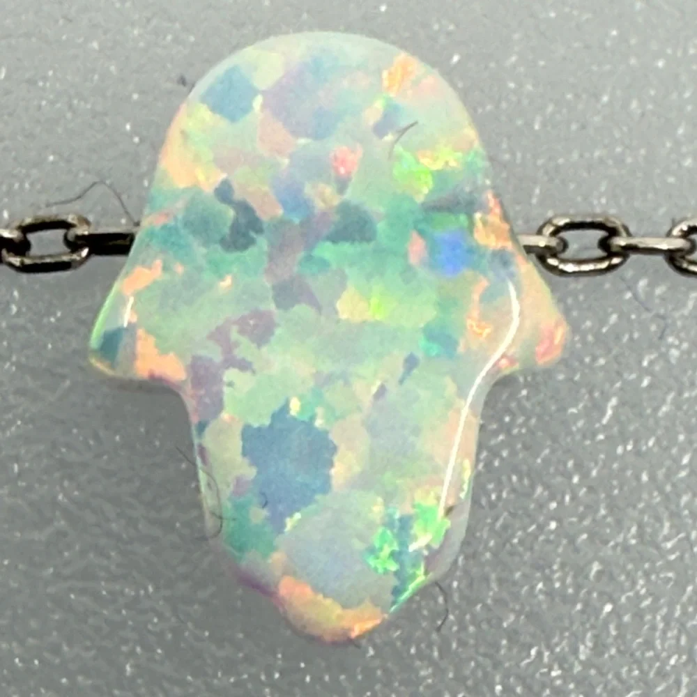 925 sterling silver Opal Necklace in Silver